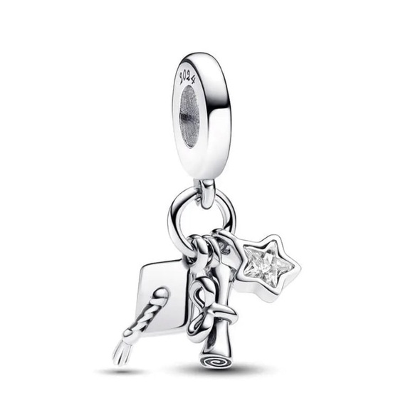 Pandora 2024 graduation bracelet size 17cm with 6 charms and keychain - Picture 10 of 12